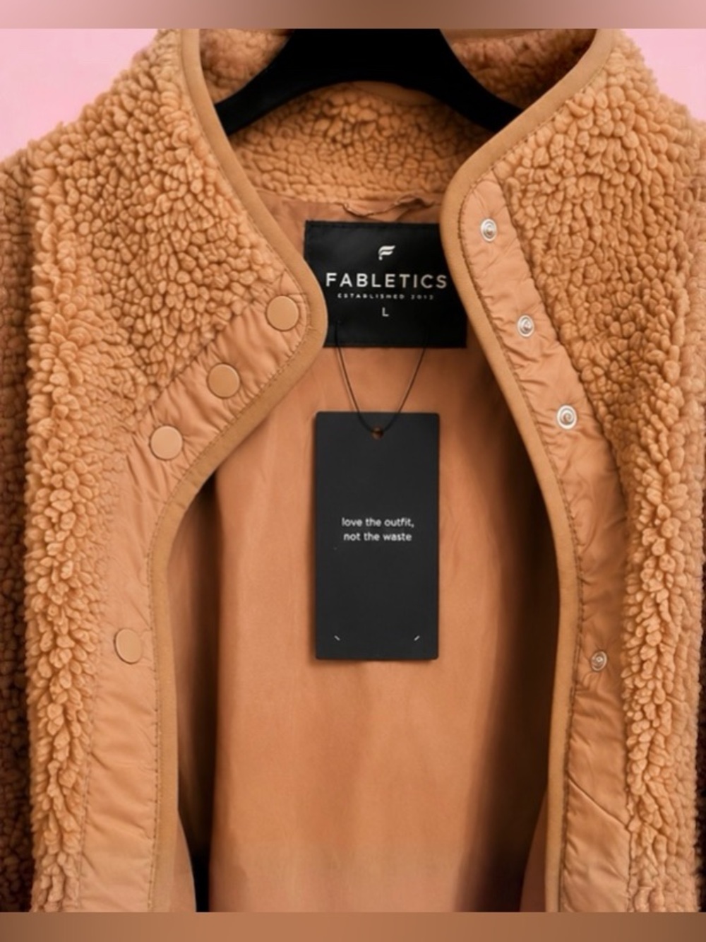 Fabletics Tan Teddy Fleece Jacket - Picture 3 of 6